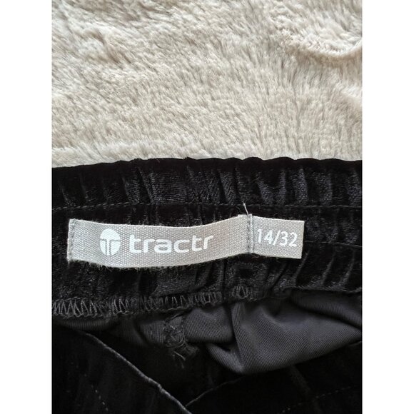 Tractr Womens Black Velvet Jogger Pants Size 14/32 Elastic Waist Pockets Lounge - Picture 4 of 9